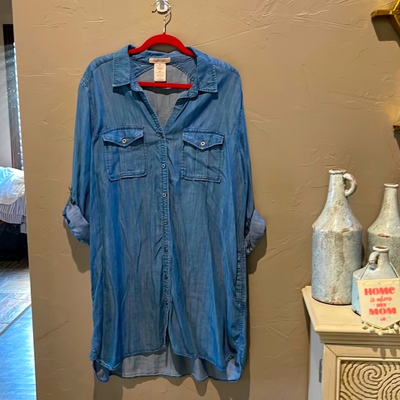Philosophy Denim Chambray Shirt Dress 0 